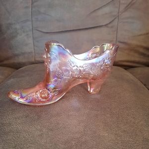 Fenton pink glass slipper